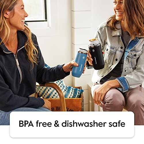 Image of ThermoFlask Slim Can Cooler - 2-in-1 Insulated Can Cooler Cup - Durable Stainless Steel Cooler with Non-Slip Base - Dishwasher-Safe Beverage Can Cooler - 12 oz, Jet Black