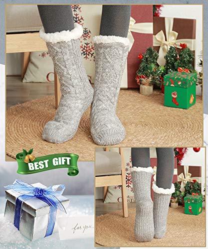 Image of EBMORE Women Slipper Fuzzy Socks Fluffy Cozy Cabin Warm Winter Soft Thick Comfy Fleece Non Slip Home Socks