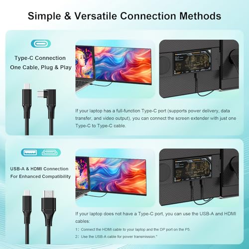 Image of Laptop Screen Extender 15.6 inch, 120% sRGB 1080P FHD Laptop Monitor Extender, Dual Screen for 13-17 inch Laotop, Plug and Play Portable Monitor with Windows /Mac /Android /Chrome /PS5