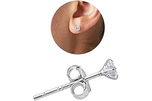 925 Sterling Silver Diamond Stud Earrings with Stainless Steel Posts