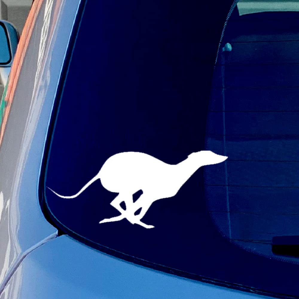 NA Running Greyhound Dog Funny Vinyl Sticker Decal for Car Truck Window Bumper White 5inches