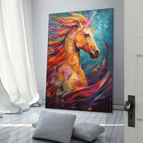 Affiche licorne POLIUAWS décoration chambre enfant peinture toile 30x45 cm