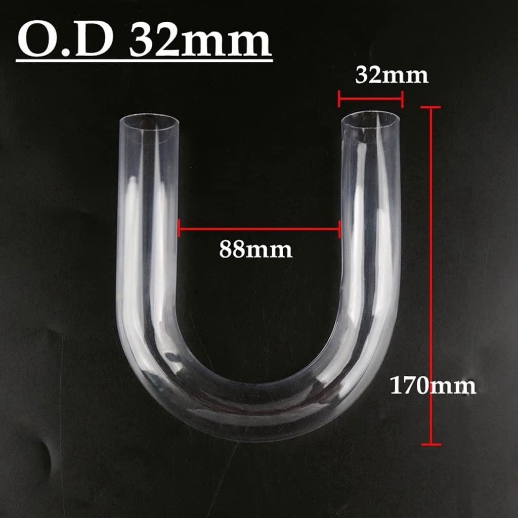 EVANEM 1pcs Transparent Acrylic Pipe Aquarium Fish Tank U-Shape Connector Water Supply Tube, for Garden Supplies Home DIY Connector O.D 20~32mm (Color : Outer Dia 32mm)