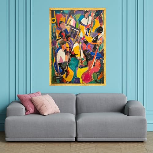 Scène musicale expressionniste sur toile haut de gamme de jazz