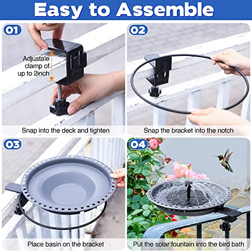 Solar Bird Bath Fountains, Bird Bath Bowl With Solar Fountain Pump, Solar Powered Water Fountain Combo Set With 4 Water Spray Types For Outdoor Garden Yard Patio Lawn (Deck Mounted Style) #TOP5