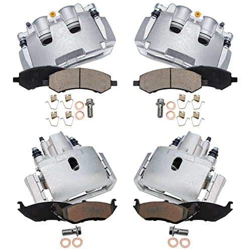 Image of Detroit Axle - Front & Rear Brake Calipers Ceramic Brake Pads Replacement | for 2011-2018 Ram 1500, 2009-2010 Dodge Ram 1500-8pc Set
