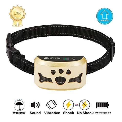 Dog Bark Collar -7 Adjustable Sensitivity and Intensity Levels-Dual Anti-Barking Modes Rechargeable/Rainproof/Reflective -No