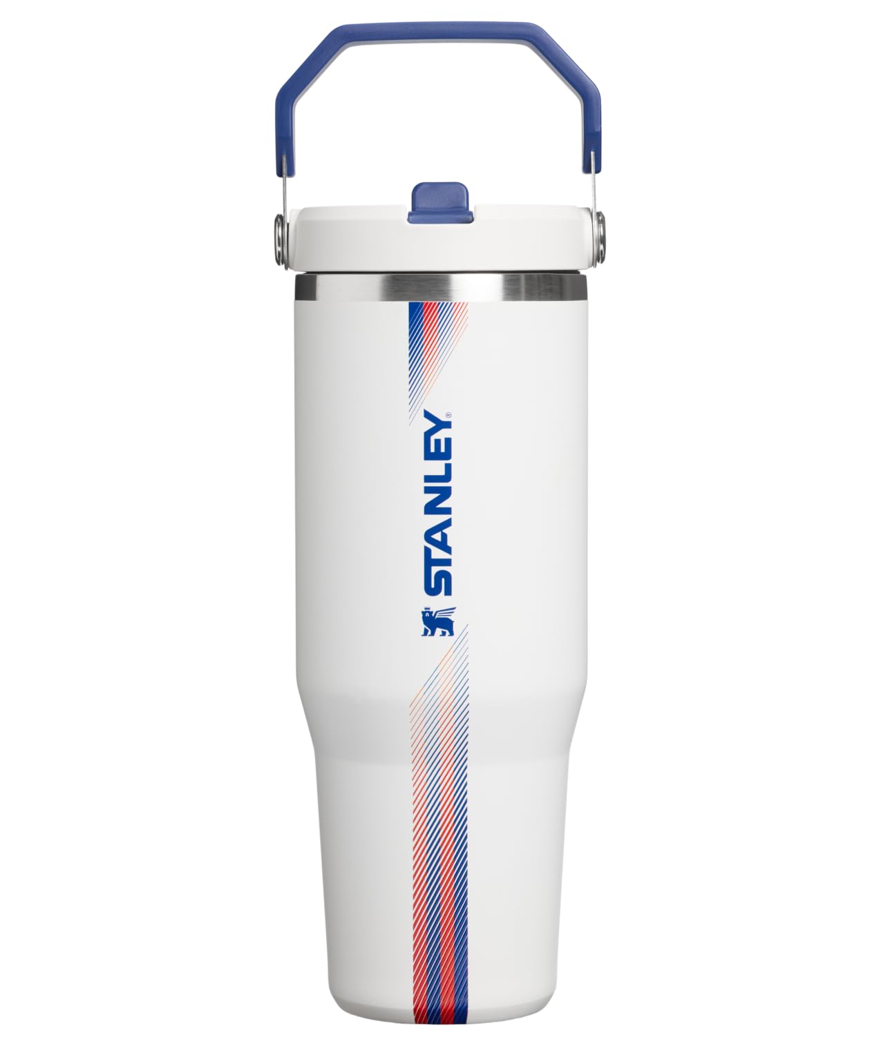 STANLEY IceFlow 2.0 Flip Straw Tumbler, 30 oz, Team White Dark Blue | Easy Carry Handle | Twist On Lid and Flip Up Straw | Leak Resistant Water Bottle | Insulated Stainless Steel | BPA-Free