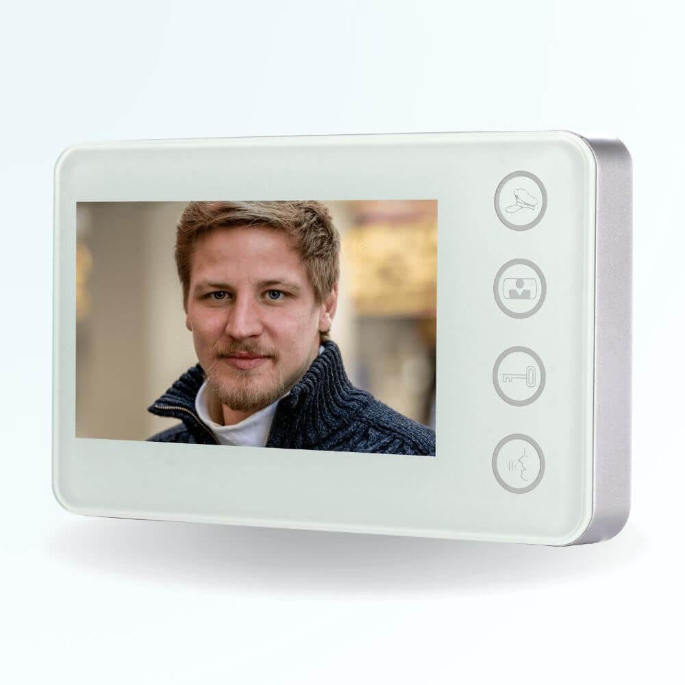 Portier interphone vidéo Neo 2 Fils - 1 Appartement - 2 écrans Blancs - avec Lecteur de Badge