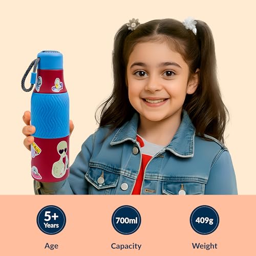 Image of Rabitat ZAPPY Insulated Water Bottle for School Kids 700ml | Steel Water Bottle for Kids | Kids Water Bottle | 1+1 Year Brand Warranty | Hot & Cold Upto 18 Hours | Red Martian