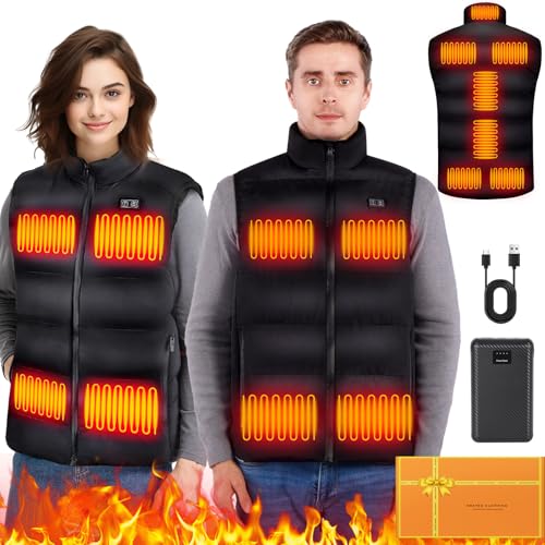 GYIPFIPA Rechargeable Heated Vest, 11 Heating Zones Warming Heated Jacket Rechargeable Heated Vest with 16000mah Battery Pack(XLarge)