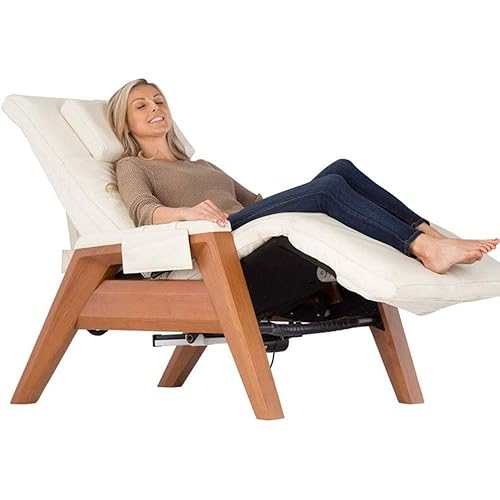 Zero Gravity Leather Massage Chair Recliner with Remote - Beech Wood - Bone Leather - in Home Delivery