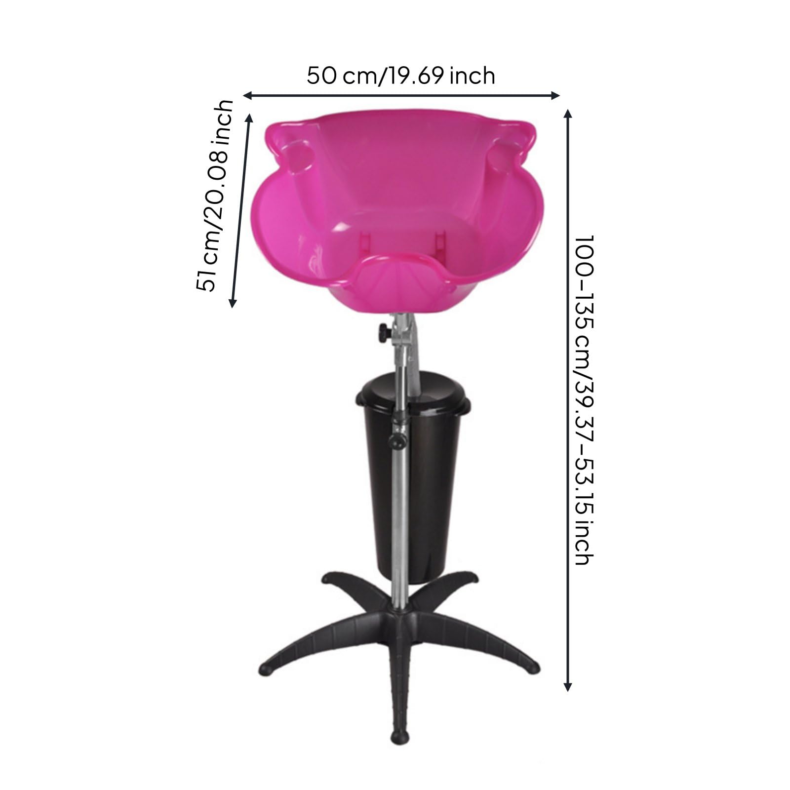 TISHITA Portable Haarwaschbecken Shampoo Becken Waschbecken Haarspülbecken Ergonomisch Ausgerichtet für Unterschiedliche Kundengrößen mit Flexibler, Rot