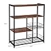 VASAGLE ALINRU Kitchen Baker’s Rack, Industrial Kitchen Shelf with 2 Mesh Baskets and 6 Hooks, Microwave Oven Stand, Rustic Brown UKKS96X