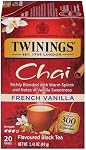 Twinings French Vanilla Chai Black Tea Individually Wrapped Bags, 20 Count (Pack of 1), Warm, Sweet & Spicy, Caffeinated, Enjoy Hot or Iced, 20 Teabags