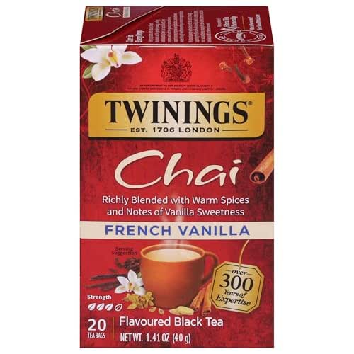 Twinings French Vanilla Chai Black Tea Individually Wrapped Bags, 20