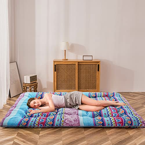 image for MAXYOYO Bohemian Vintage Floral Japanese Futon Mattress - Roll Up Tata