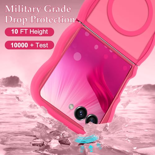 Pepmune for Samsung Galaxy Z Flip7 Case, Curly Wavy Frame Hard Translucent Matte Clear Back Cover for Women Men Compatible with Magsafe Shockproof TPU Bumper Phone Case for Samsung Z Flip7, Hot Pink by Pepmune - Used condition - Image 4