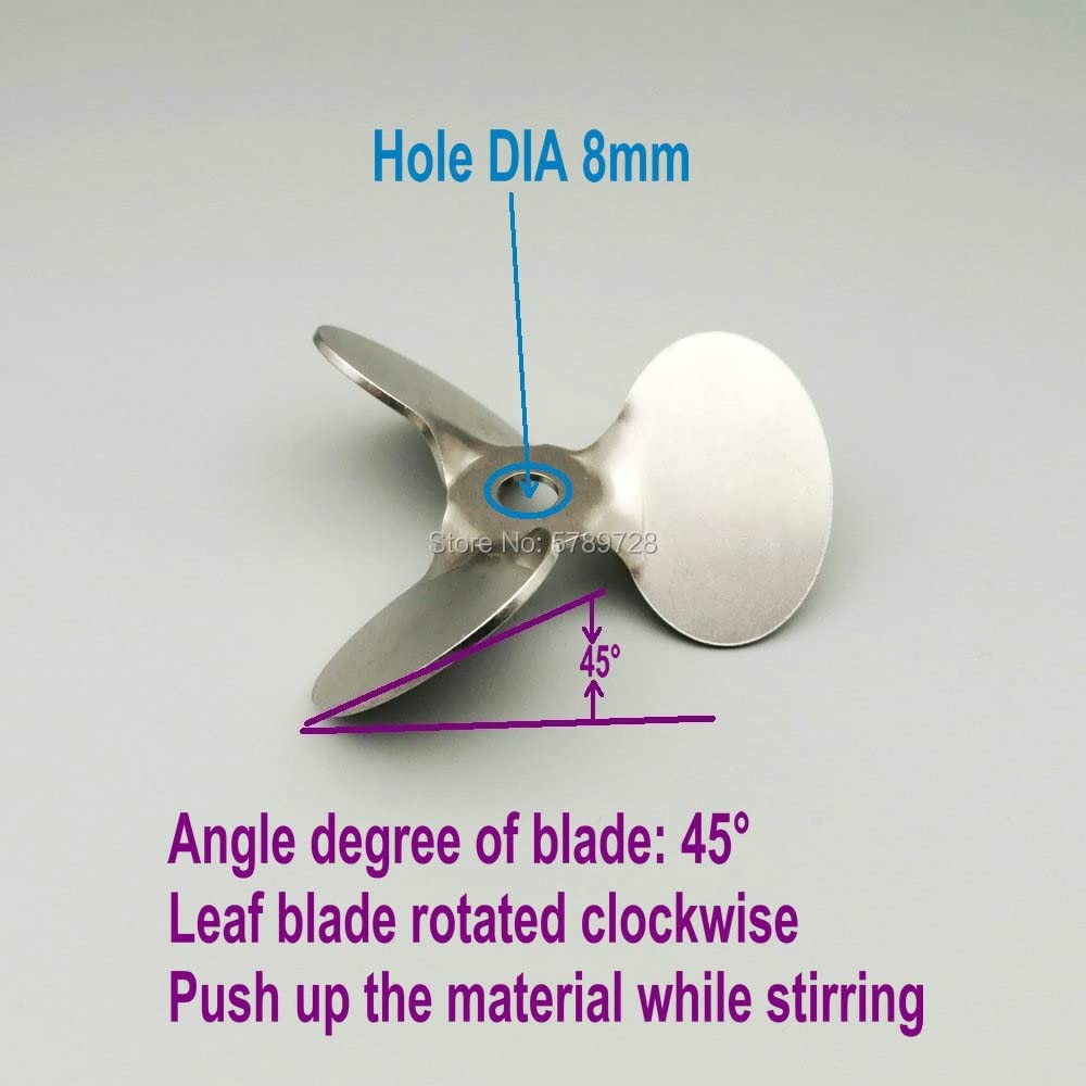 1 Juego de Palas de Acero Inoxidable for Laboratorio de 40mm a 120mm de diámetro, Pala de Tres Palas con Varilla agitadora (Size : 60mm Blade with Rod)