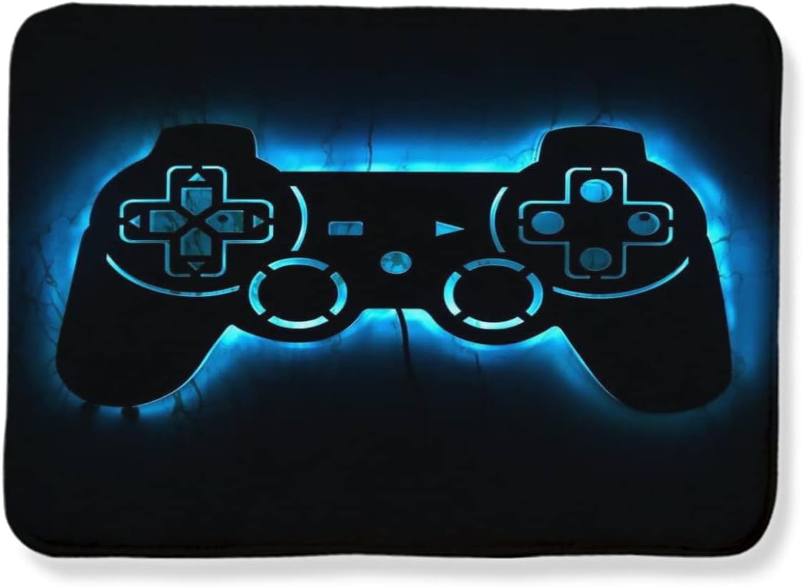 LUCKY&DONG Anime Gamer Rugs for Bedroom Boys Teens Printed Game Gamepad Carpets Living Room Mat Home Decor Non-Slip Crystal Floor Polyester Gamer Decor Doormats 39x60in