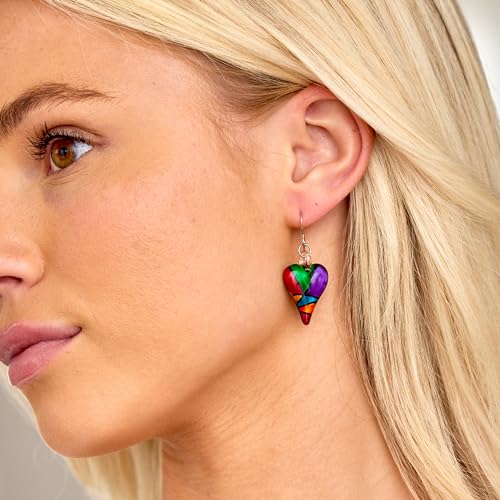 Heart Earrings, Murano Glass Earrings, Heart Earings, Heart Dangle Earrings for Women, Stained Glass Earrings3