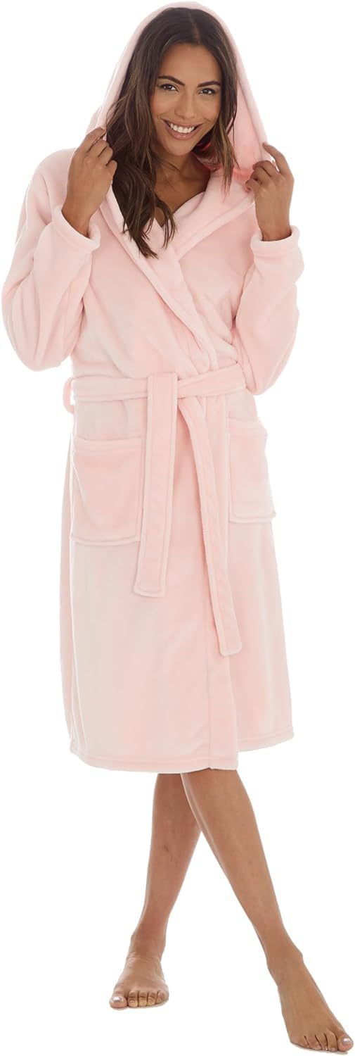 Style It Up Accappatoio da uomo e donna, unisex, in pile corallo, caldo, morbido, con cappuccio, sottile, abbigliamento da notte