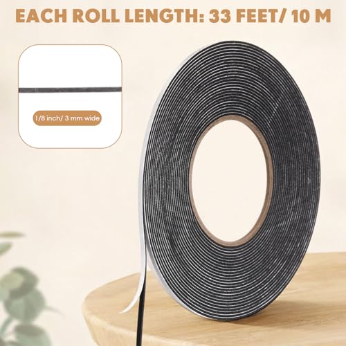 Image of Tatuo 2 Rolls Double Sided Foam Tape PE Foam Tape Sponge Soft Mounting Adhesive for DIY Craft Picture Poster Hanging(1 /8 Inch by 33 Feet,Black)
