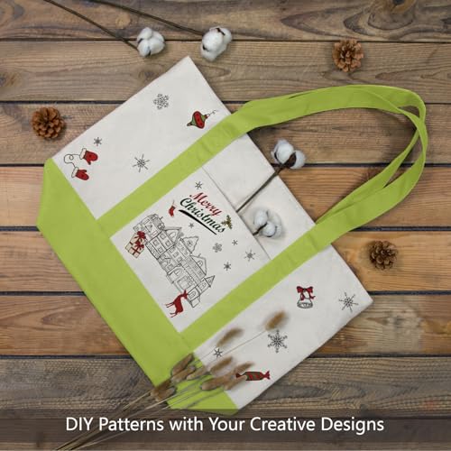 Image of TOPDesign 1-Pack Canvas Tote Bag with an External Pocket, Reusable Grocery Shopping Bag, Top Zipper Closure, Daily Essentials (Light Green /Natural)