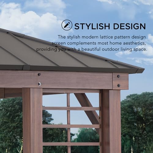 SUNJOY 13 x 15 ft. Hardtop Gazebo Outdoor Aluminum Framed Black Steel Roof Gazebo Backyard with Planters and Ceiling Hook - Image 2