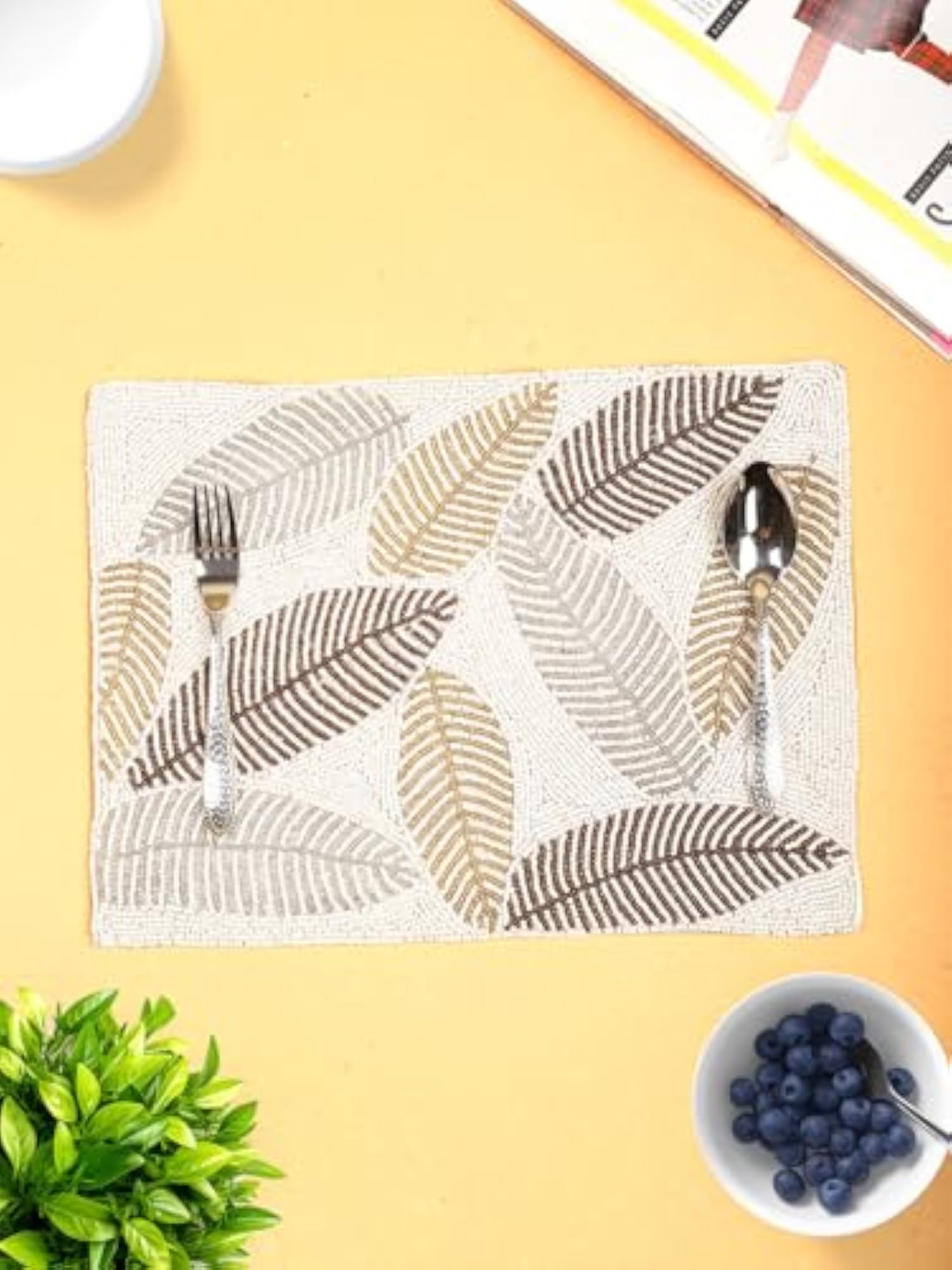 Beaded Design Polyester Placemat, 14 Inch