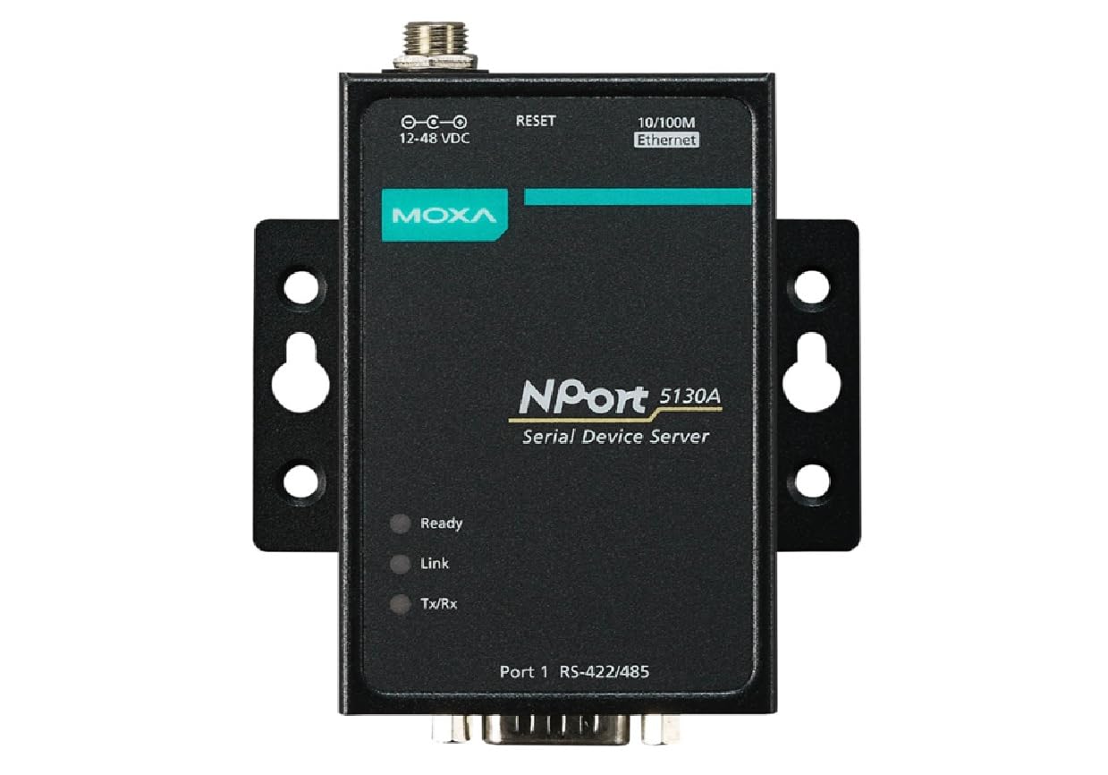 Moxa NPort 5130A-T Device -1-Port RS-422/485 Device Server, 10/100M Ethernet,1.5 kV (Built-in), DB9 Male, -40 to 75°C (Power Supply: PWR-12150-USJP-SA-T not Included)