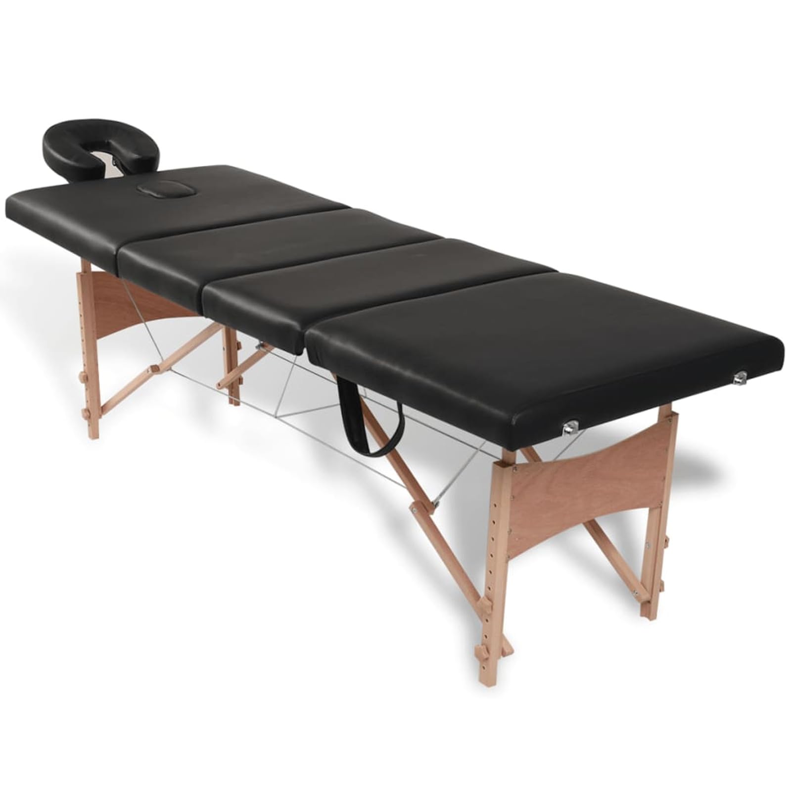 Gecheer Lettino Massaggio Pieghevole Nero 4 Zone con Telaio Legno, Lettino da Massaggio Portatile Letto Massaggio Professionale Lettino per Estetica Lettino da Trattamento Lettino per Cosmetico