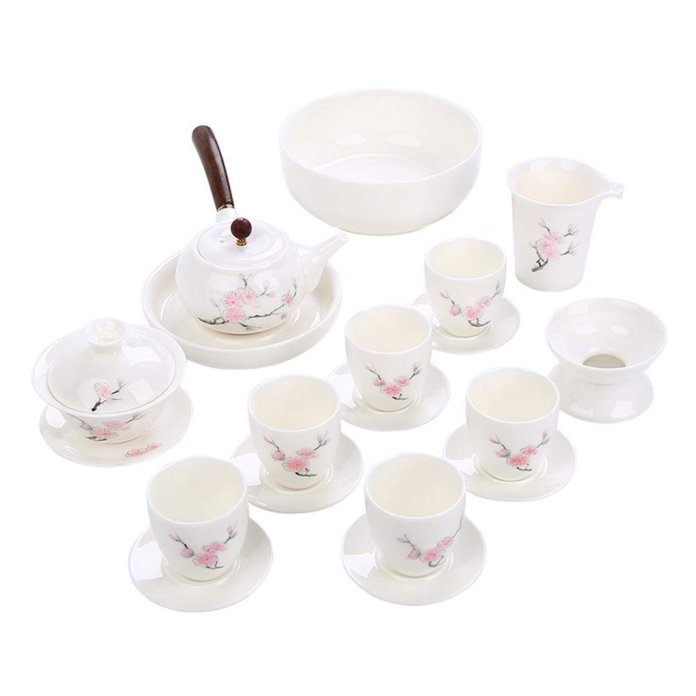 White Porcelain White Hussy Porcelain Tea Sets Menage Office Ceramic Teapot Covered Tea Cup (Color : Water Point Peach Blossom) Perfect Gift