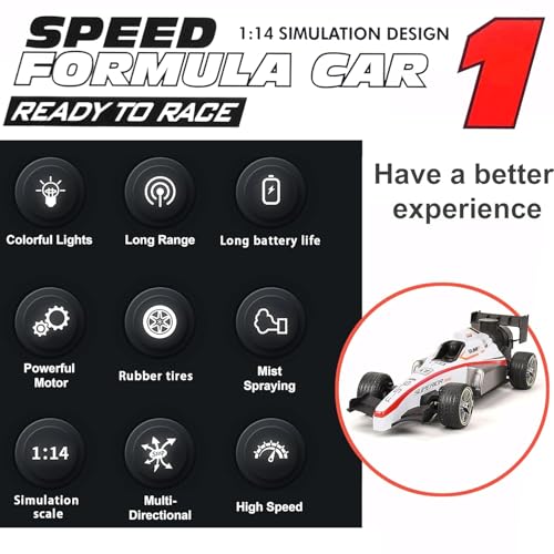 Image of F1 Car High Speed F1 Formula Racing Car Toy for Kids with Joystick Remote Control LED Lights, Battery Powered Multicolour Best Gift (Available Colour Will be Delivered)