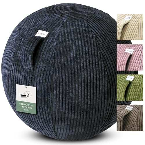 VLUV BOL VLIP Boule de siège ergonomique respirante avec poignée et protection anti-roulement, revêtement lavable pour grossesse 65 cm