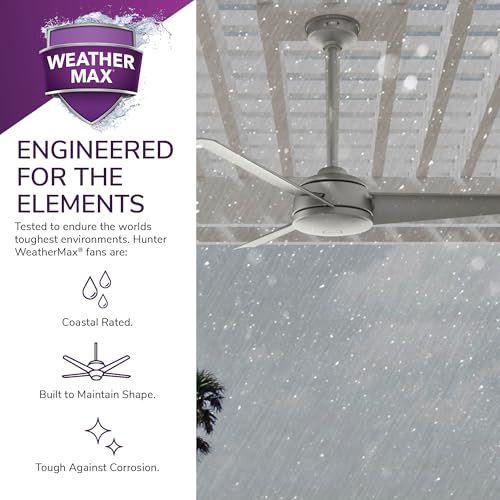 Image of Hunter Trimaran, Outdoor or Indoor, Ceiling Fan, 52 inch, Matte Silver