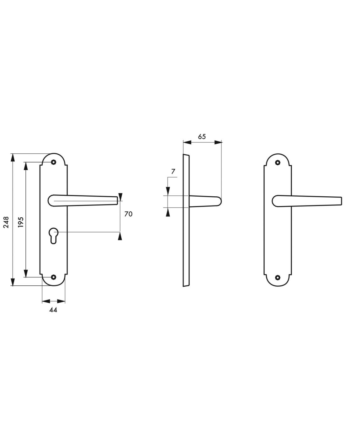 THIRARD - Ensemble de Poignées pour Porte d'Entrée Arthemis - Acier Embouti - Usage Pratique et Esthétique - Trou de Cylindre - Carré 7 mm - Entr'Axes 195 mm - Finition Laiton Patiné - Jaune/Doré