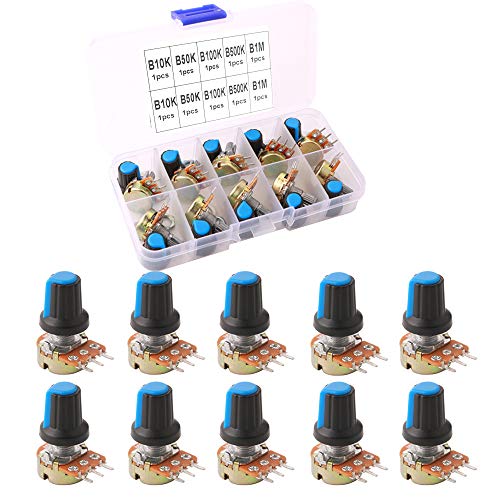 Set 10 Potenziometri Rotativi FULARR - Valori B10K A B1M Ohm, Con Pomello, Per Arduino - Foto 5