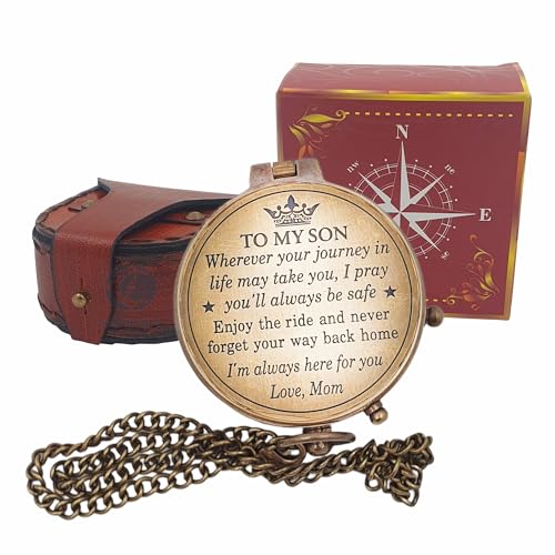 Brújula Vintage de Latón Antiguo de 2 Pulgadas con Funda de Cuero, Regalo para Hijo miniatura 6