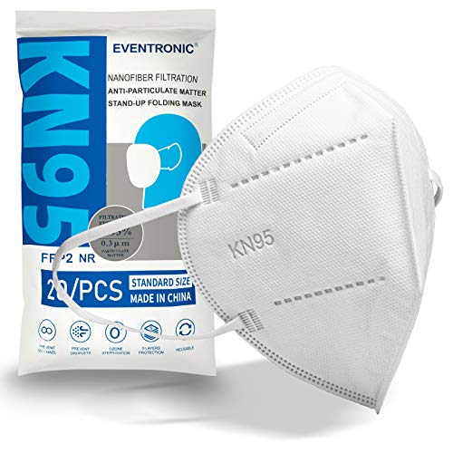 KN95 gezichtsmaskers-Eventronic 5Layer KN95 masker niet-geweven stof zachte en comfortabele veiligheidshoes (Pack van 20 stuks)