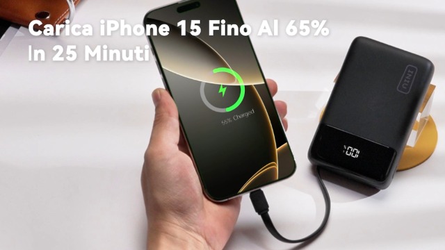 Power Bank 20000 MAh 45W Con Cavo USB-C Integrato – Ricarica Rapida Per IPhone, Samsung, Laptop E Viaggi In Aereo