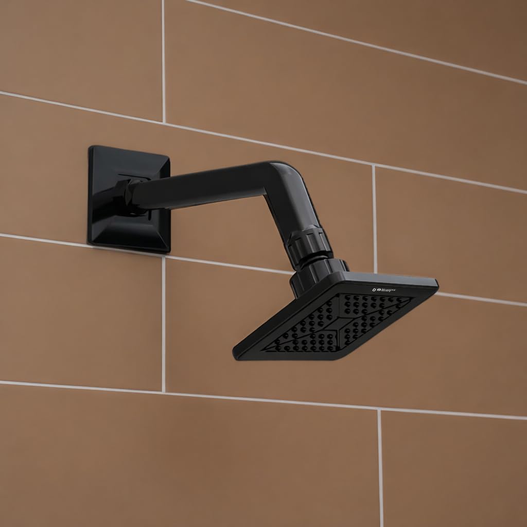 YERAWAR Wall Mounted Overhead Shower Head | High Pressure Rain Shower | ABS Material Body | Anti-Clog Nozzles | Easy Install Bathroom Shower for Home & Hotel (Black, 4 X 4 Inch)-picture-28