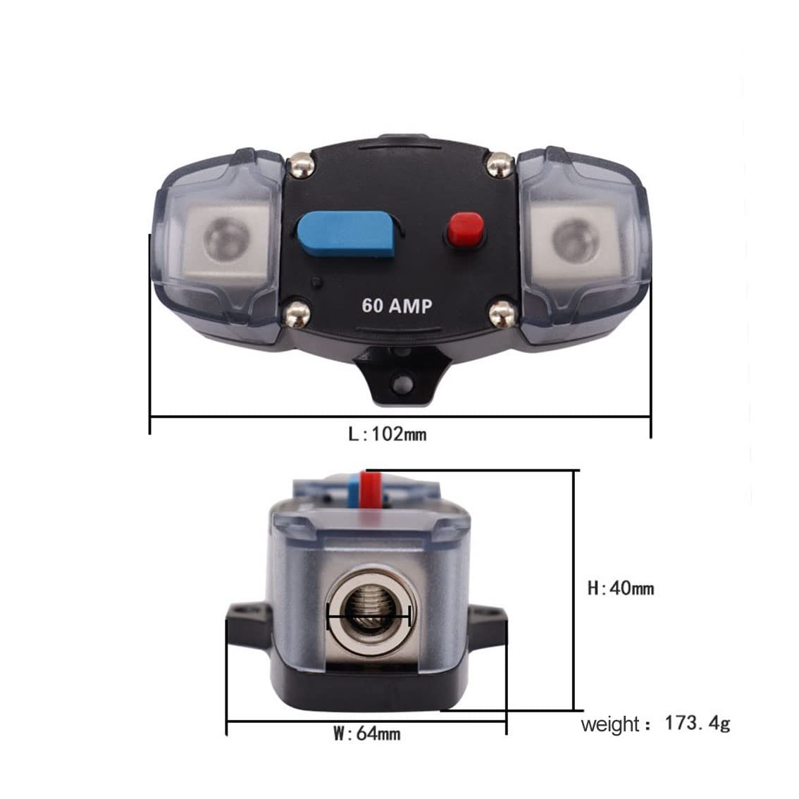 Fusibile Dell'interruttore, 12 V 30 A / 40 A / 60 A Car Audio Stereo Ripristinabile Inline Circuit Fusibile Di Auto-recupero Per La Protezione Del Audio E Video Per Auto(40A - Foto 12