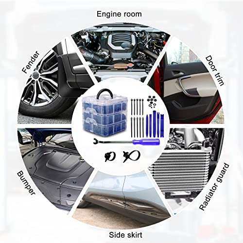 910Pcs Car Push Retainer Clips Plastic Fasteners Removal Kit With 27 Most Popular Size Nylon Plastic Bumper Rivets Door Panel Clips For Toyota Gm Ford Honda Chrysler Blue #TOP5