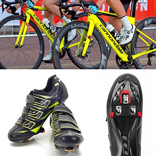 SPD Bike Cleats for Cycling, 6 Degree Float Bicycle Cleats Compatible with SPD-SL Road Bike Pedals Shoes for Indoor & Outdoor Cycling (Yellow)