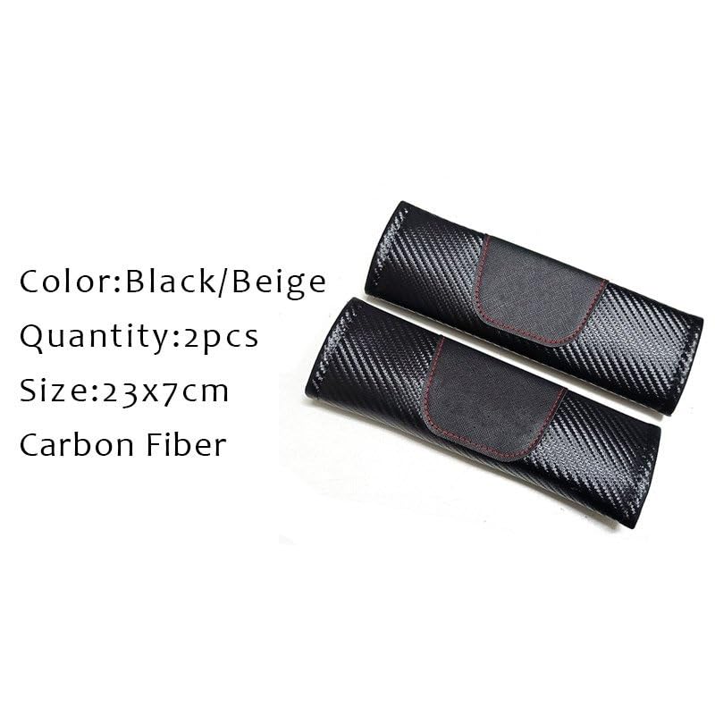 2-Piece Carbon Fiber Leather Seat Belt Shoulder Cushion Pads For Fiat 500 Abarth