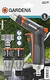 gardena metall-schlauchwagen-set Komfortables Bewässern: Abstellbare, regulierbare Wassermenge mit Dauerarretierung für eine gezielte Bewässerung