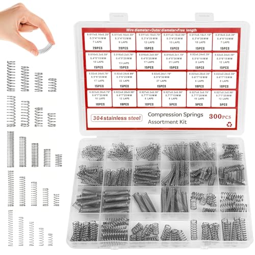 300 PCS Springs Assortment Kit 304 Stainless Steel Small Spring Set