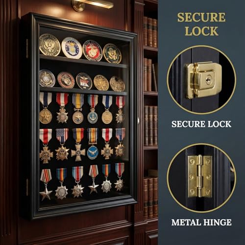 Image of 11.5 X 16 Pin Display Case Medal Shadow Box with 98% UV Protection for Military Medals, Beach Tags, Jewelry Pins, Pin Gift, Insignia Ribbons Memorabilia (Black Finish)