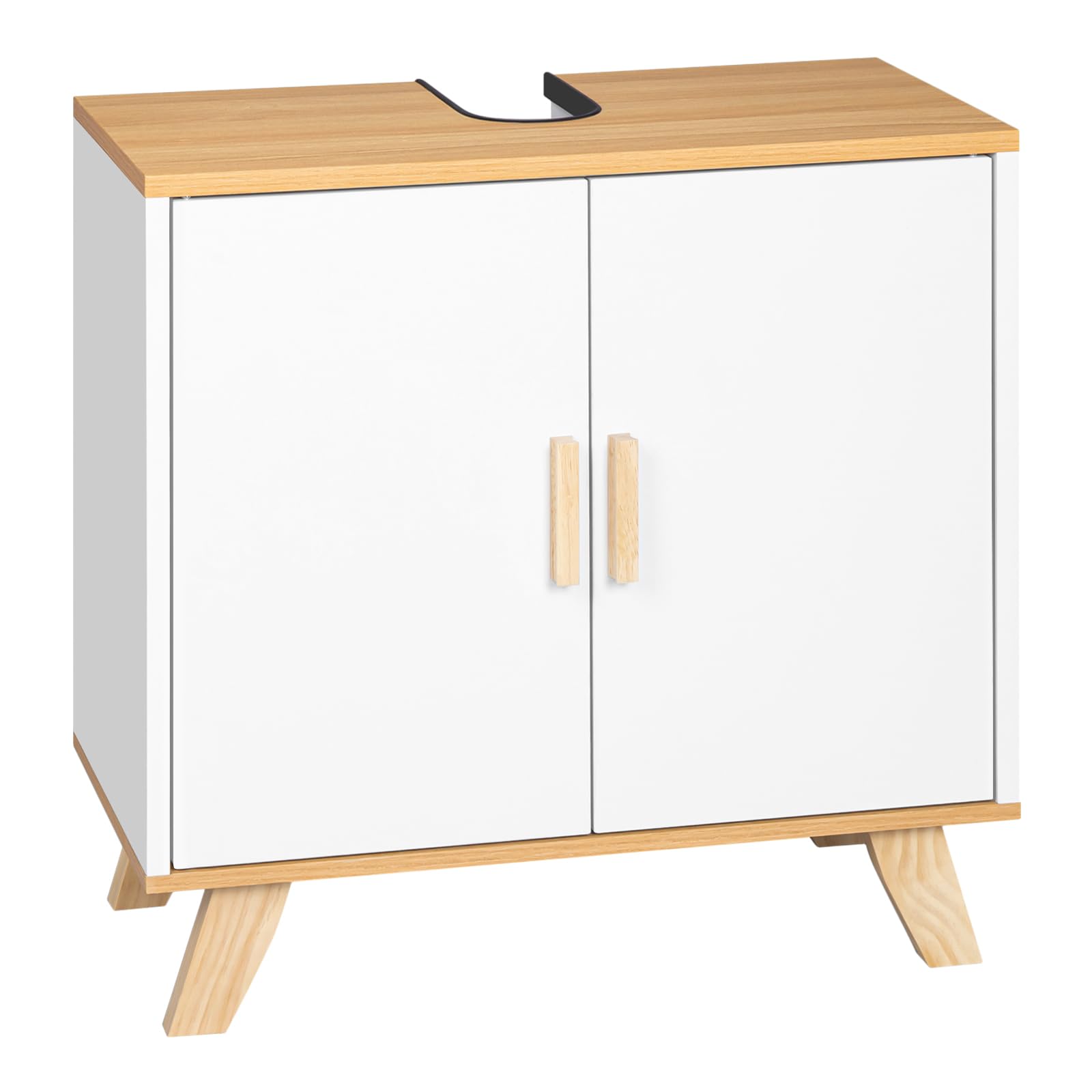 EUGAD Mobile Sottolavabo per Bagno Sottolavello Armadietto sotto Lavandino con Due Ante in Legno, 30 x 60 x 60 cm